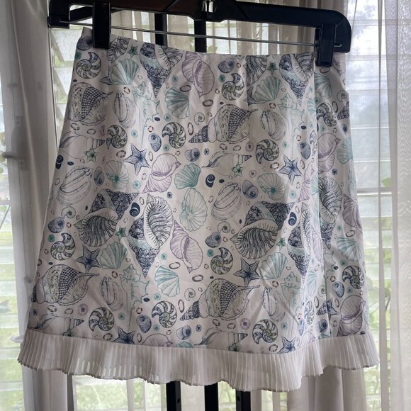 NWOT SHEIN Seashell Lilly Style Tennis Skirt White Blue Size Small US 4 - Picture 2 of 3
